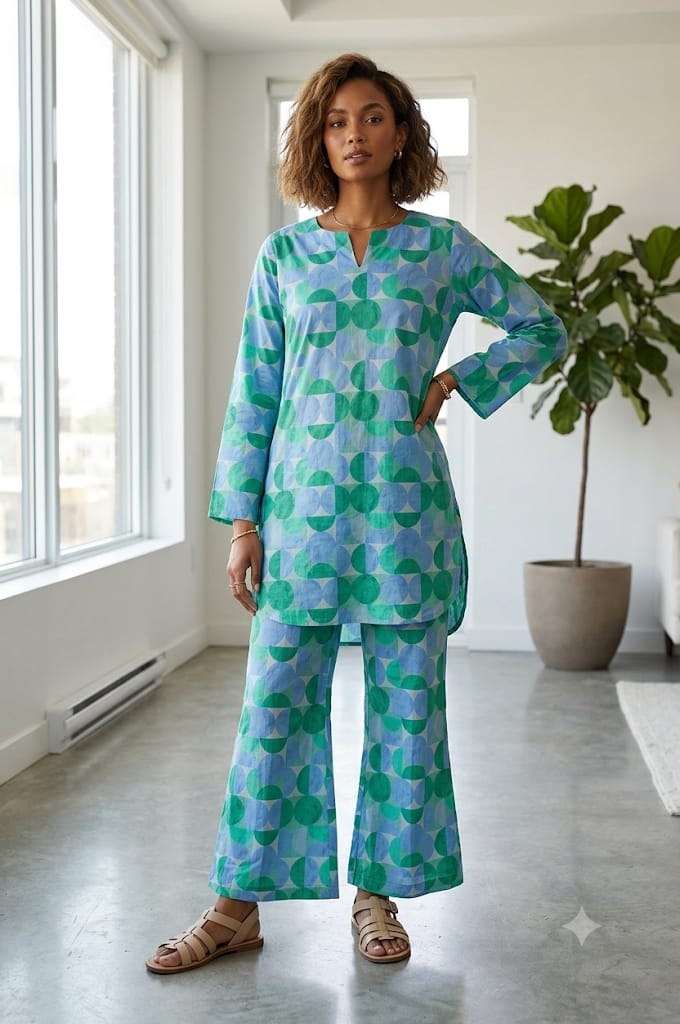 Geometric Printed Night wear Set