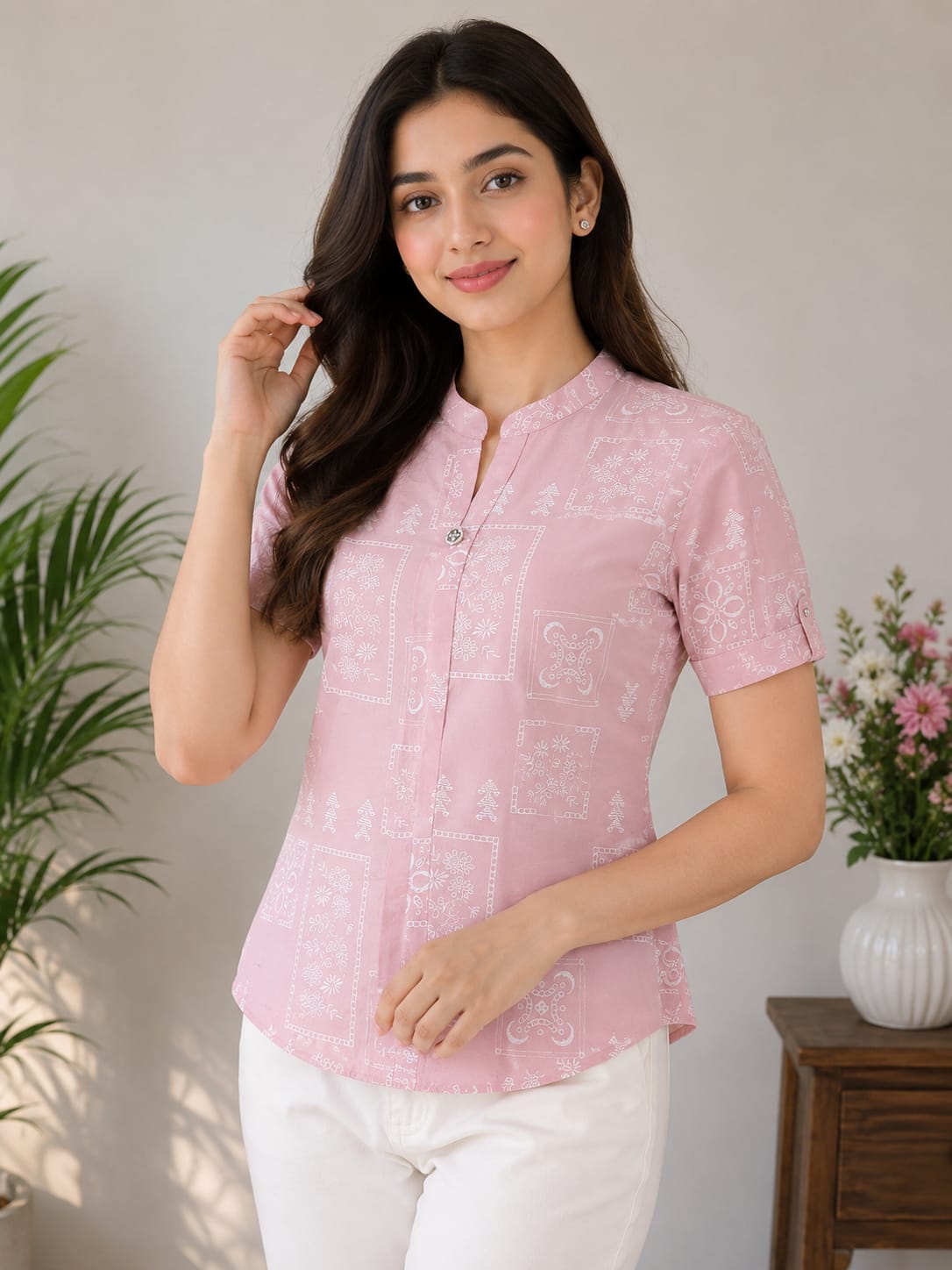 Pink Printed Tunic Top