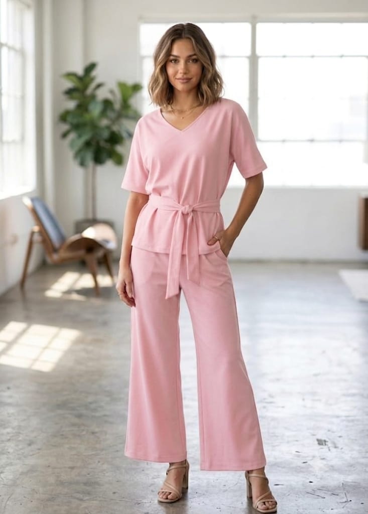 Red Belted Night wear Set