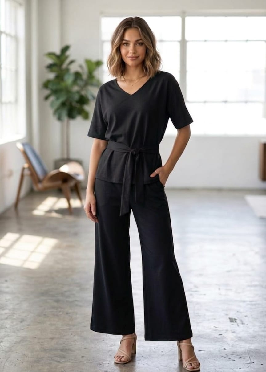 Red Belted Night wear Set